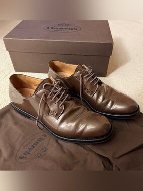 Church's Brown Patent Leather Lace-Up Boots